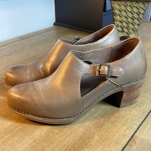 Dansko Brown Leather Heeled Mules